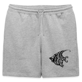 Fish Tribal - Mens' Premium Organic Sweatshorts - heather grey - Front - AI Model Male 178 light (178cm)