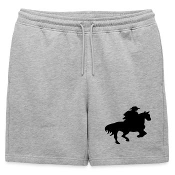 Chevaux,cheval,équitation,poney,cow-boy,trot,galop - Short de survêtement homme premium - gris chiné - Devant - AI Model Male 178 light (178cm)