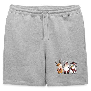 Père Noël, renne et bonhomme de neige - Short de survêtement homme premium - gris chiné - Devant - AI Model Male 178 light (178cm)