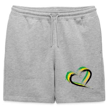Drapeau de brosse de coeur de la Jamaïque - Short de survêtement homme premium - gris chiné - Devant - AI Model Male 178 light (178cm)