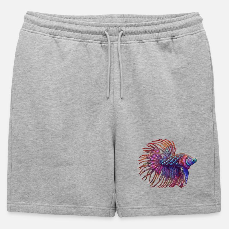 Betta Zentangle Farbe - Männer Premium Organic Sweatshorts - Grau meliert