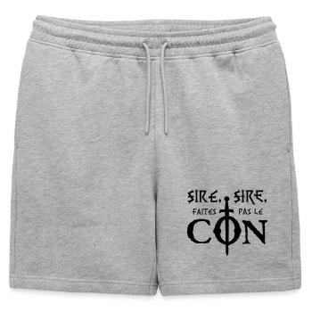 Sire, sire, faites pas le Con ! - Short de survêtement homme premium - gris chiné - Devant - AI Model Male 178 light (178cm)