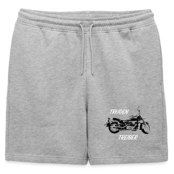 Truden Treiber Typo Duo - Männer Premium Organic Sweatshorts - Grau meliert - Vorne - AI Model Male 178 light (178cm)