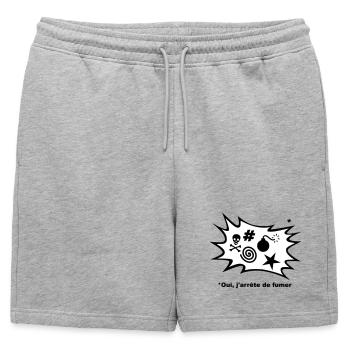 Effectivement, J'arrête de fumer... - Short de survêtement homme premium - gris chiné - Devant - AI Model Male 178 light (178cm)