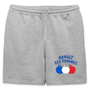 pomme, mangez des pommes - Short de survêtement homme premium - gris chiné - Devant - AI Model Male 178 light (178cm)