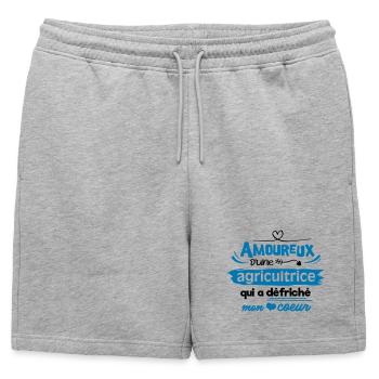 Amoureux d'une agricultrice - Short de survêtement homme premium - gris chiné - Devant - AI Model Male 178 light (178cm)