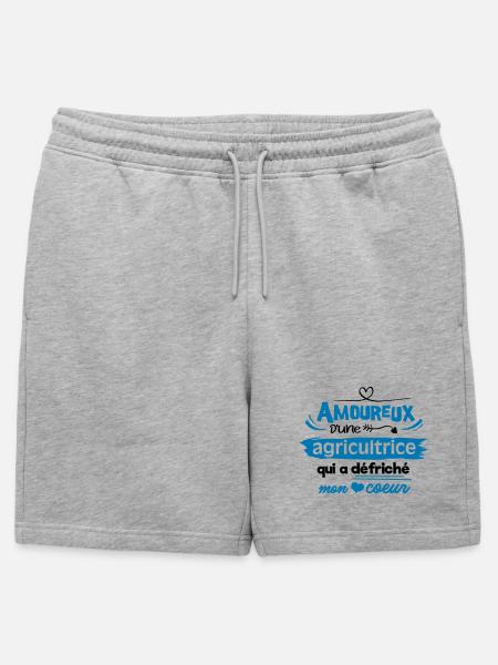 Amoureux d'une agricultrice - Short de survêtement homme premium - gris chiné