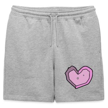 boulderliebe rosa - Männer Premium Organic Sweatshorts - Grau meliert - Vorne - AI Model Male 178 light (178cm)