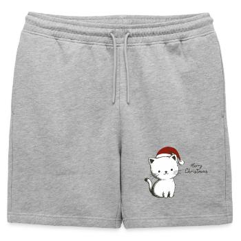 Christmas Kitten - Festive Purity - Mens' Premium Organic Sweatshorts - heather grey - Front - AI Model Male 178 light (178cm)