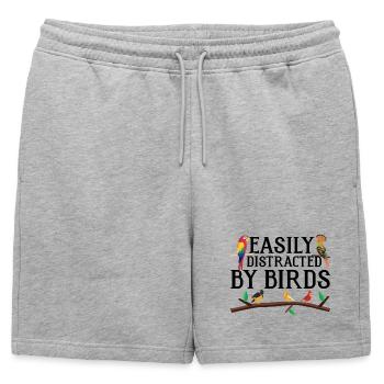 Facilement distrait par les oiseaux - Short de survêtement homme premium - gris chiné - Devant - AI Model Male 178 light (178cm)