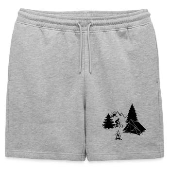 Bicycle holiday camping - Mens' Premium Organic Sweatshorts - heather grey - Front - AI Model Male 178 light (178cm)