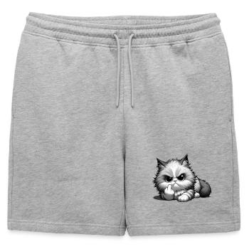 Chat avec un majeur coquin - Short de survêtement homme premium - gris chiné - Devant - AI Model Male 178 light (178cm)