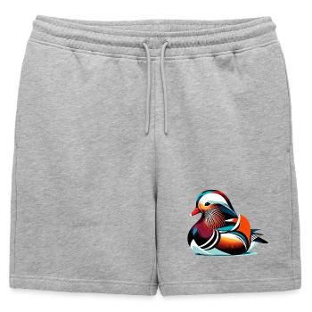 Canard mandarin - Short de survêtement homme premium - gris chiné - Devant - AI Model Male 178 light (178cm)