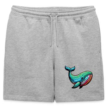 Whale - Mens' Premium Organic Sweatshorts - heather grey - Front - AI Model Male 178 light (178cm)