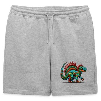 Dinosaur - Mens' Premium Organic Sweatshorts - heather grey - Front - AI Model Male 178 light (178cm)