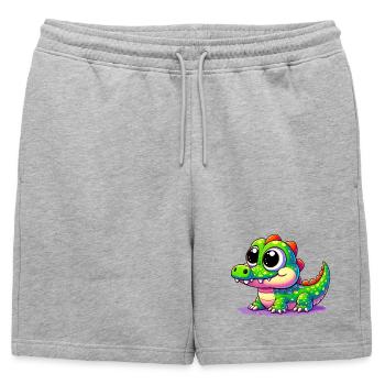 Alligator Crocodile - Short de survêtement homme premium - gris chiné - Devant - AI Model Male 178 light (178cm)