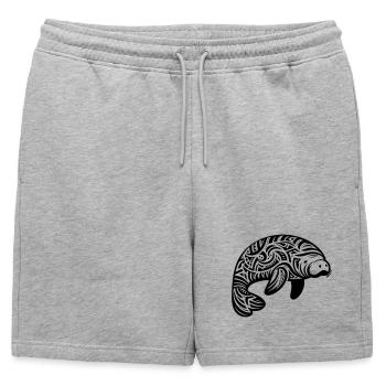 Lamantin tribal - Short de survêtement homme premium - gris chiné - Devant - AI Model Male 178 light (178cm)