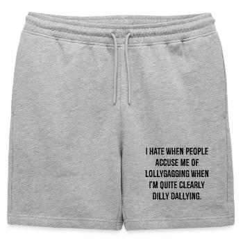 Je déteste quand on m’accuse de m’étouffer quand - Short de survêtement homme premium - gris chiné - Devant - AI Model Male 178 light (178cm)
