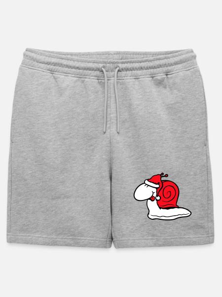 Snail Santa Claus Christmas Hat Gift - Mens' Premium Organic Sweatshorts - heather grey