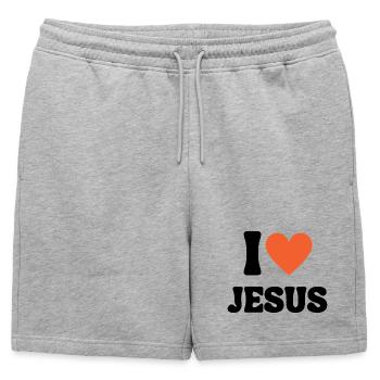 I Love Jesus Love Christian Shirt Faith - Mens' Premium Organic Sweatshorts - heather grey - Front - AI Model Male 178 light (178cm)