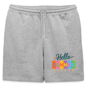Bonjour l’été - Short de survêtement homme premium - gris chiné - Devant - AI Model Male 178 light (178cm)