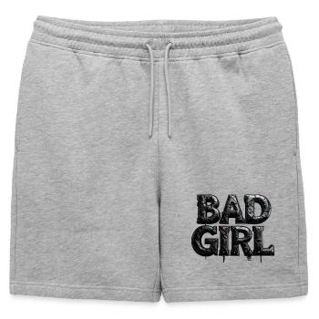 Bad Girl – Lettres 3D en cuir noir - Short de survêtement homme premium - gris chiné - Devant - AI Model Male 178 light (178cm)