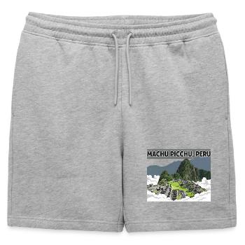 Machu Picchu, Pérou - Short de survêtement homme premium - gris chiné - Devant - AI Model Male 178 light (178cm)