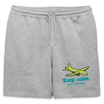 Keep calm , I work at the airport Airport Worker - Mens' Premium Organic Sweatshorts - heather grey - Front - AI Model Male 178 light (178cm)