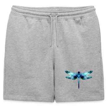 Libellule irisée dans les tons bleu-vert - Short de survêtement homme premium - gris chiné - Devant - AI Model Male 178 light (178cm)