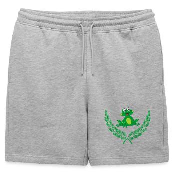 Frog in Green Laurel Wreath – Congratulations - Mens' Premium Organic Sweatshorts - heather grey - Front - AI Model Male 178 light (178cm)