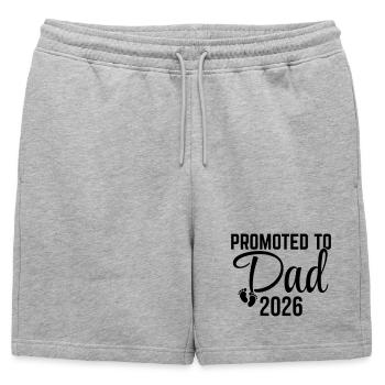 Promu Papa 2026 - Short de survêtement homme premium - gris chiné - Devant - AI Model Male 178 light (178cm)