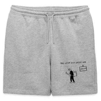 La dernière photo... On va le laisser en suspens - Short de survêtement homme premium - gris chiné - Devant - AI Model Male 178 light (178cm)