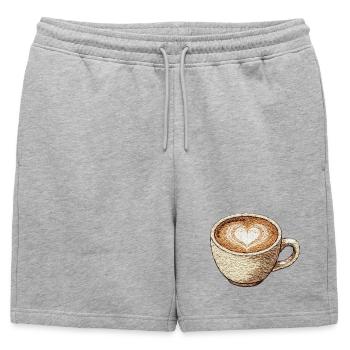 Cappuccino brodé – amateur de café (imprimé) - Short de survêtement homme premium - gris chiné - Devant - AI Model Male 178 light (178cm)