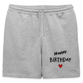 HAPPY BIRTHDAY. HEART. I LOVE YOU. LOVE. I LOVE YOU - Mens' Premium Organic Sweatshorts - heather grey - Front - AI Model Male 178 light (178cm)