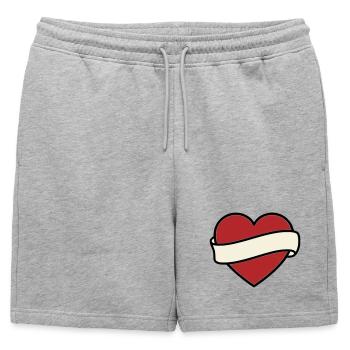 Vecteur de défilement de la bannière de cœur tatoué - Short de survêtement homme premium - gris chiné - Devant - AI Model Male 178 light (178cm)