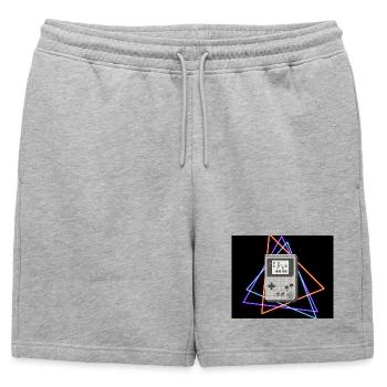 Retro Game Console Neon - Mens' Premium Organic Sweatshorts - heather grey - Front - AI Model Male 178 light (178cm)