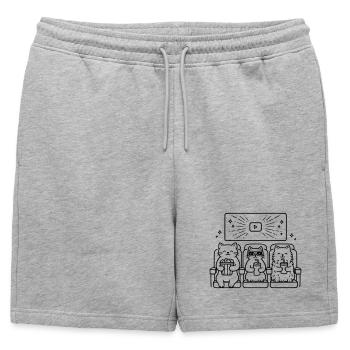 Cats Cinema Line Art - Mens' Premium Organic Sweatshorts - heather grey - Front - AI Model Male 178 light (178cm)