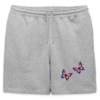 Papillons néon - Short de survêtement homme premium - gris chiné - Devant - AI Model Male 178 light (178cm)