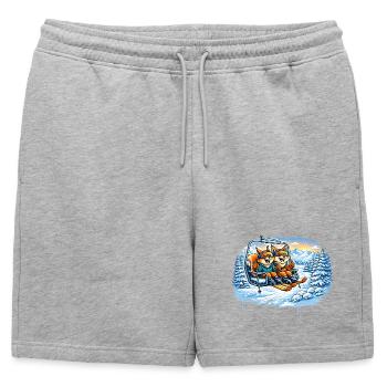Squirrel & Fox in the Ski Lift – Winter Fun - Mens' Premium Organic Sweatshorts - heather grey - Front - AI Model Male 178 light (178cm)