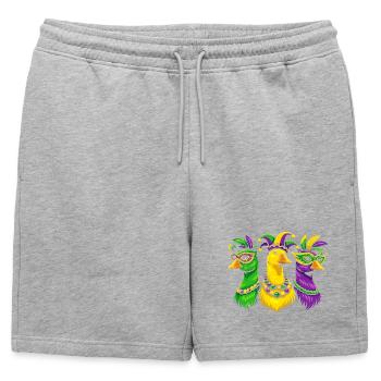 Karnevalstrio der Maskenvögel - Männer Premium Organic Sweatshorts - Grau meliert - Vorne - AI Model Male 178 light (178cm)