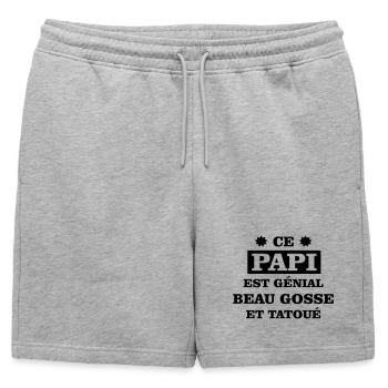 Ce papi est génial beau gosse et tatoué - Short de survêtement homme premium - gris chiné - Devant - AI Model Male 178 light (178cm)