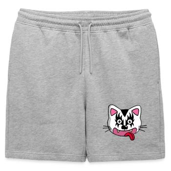 Chat mignon mais démoniaque - Short de survêtement homme premium - gris chiné - Devant - AI Model Male 178 light (178cm)