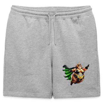 Golden Power Woman Superheroine - Mens' Premium Organic Sweatshorts - heather grey - Front - AI Model Male 178 light (178cm)