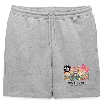 Ramen Delivery Dash Manga Cycling Retro - Mens' Premium Organic Sweatshorts - heather grey - Front - AI Model Male 178 light (178cm)