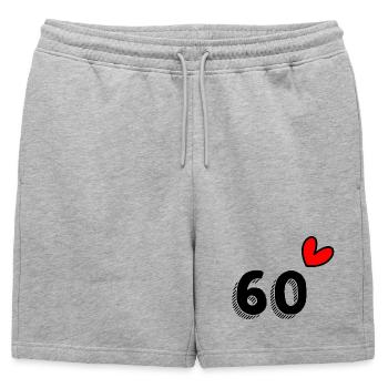 60. 60 ANS. 60e ANNIVERSAIRE. ANNIVERSAIRE 60 ANS. - Short de survêtement homme premium - gris chiné - Devant - AI Model Male 178 light (178cm)