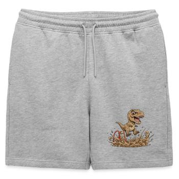 Dino saute dans la boue - Short de survêtement homme premium - gris chiné - Devant - AI Model Male 178 light (178cm)
