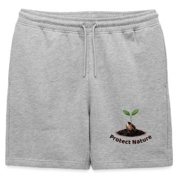 Protéger la nature - Short de survêtement homme premium - gris chiné - Devant - AI Model Male 178 light (178cm)