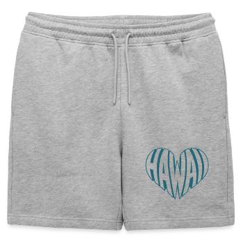 Hawaï, Hawaï Angular HeartTypo Design - Short de survêtement homme premium - gris chiné - Devant - AI Model Male 178 light (178cm)