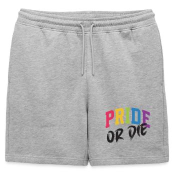 Mois de la Fierté LGBT - Fierté ou Mort - Short de survêtement homme premium - gris chiné - Devant - AI Model Male 178 light (178cm)