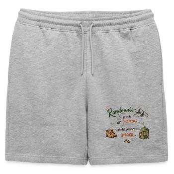 Randonnée et pauses snack - Short de survêtement homme premium - gris chiné - Devant - AI Model Male 178 light (178cm)